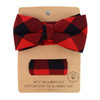 Men's Red and Black Plaid Cotton Bow Tie & Matching Pocket Square - CBTH1718