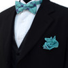 Men's Turquoise Plaid Cotton Bow Tie & Matching Pocket Square - CBTH1720