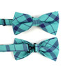 Men's Turquoise Plaid Cotton Bow Tie & Matching Pocket Square - CBTH1720