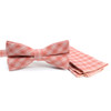 Men's Coral Plaid Cotton Bow Tie & Matching Pocket Square - CBTH1729