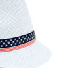 Spring/Summer White Fedora Hat with Stars & Stripes American Flag Band Trim - H10412