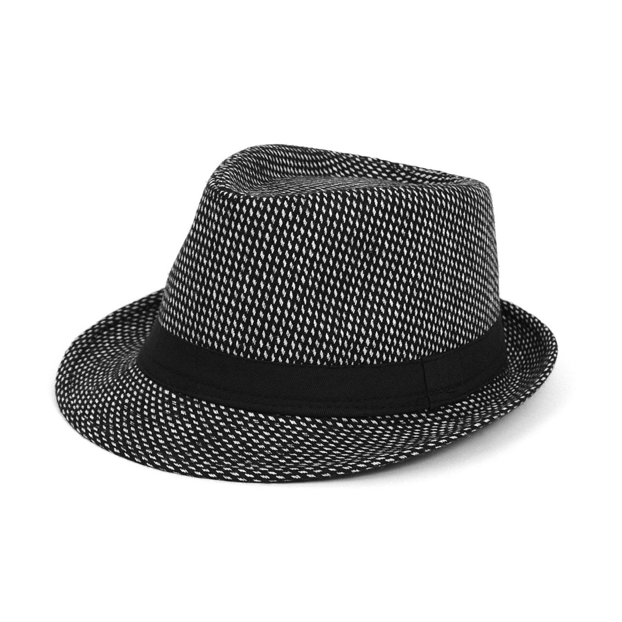 white fedora hat with black band