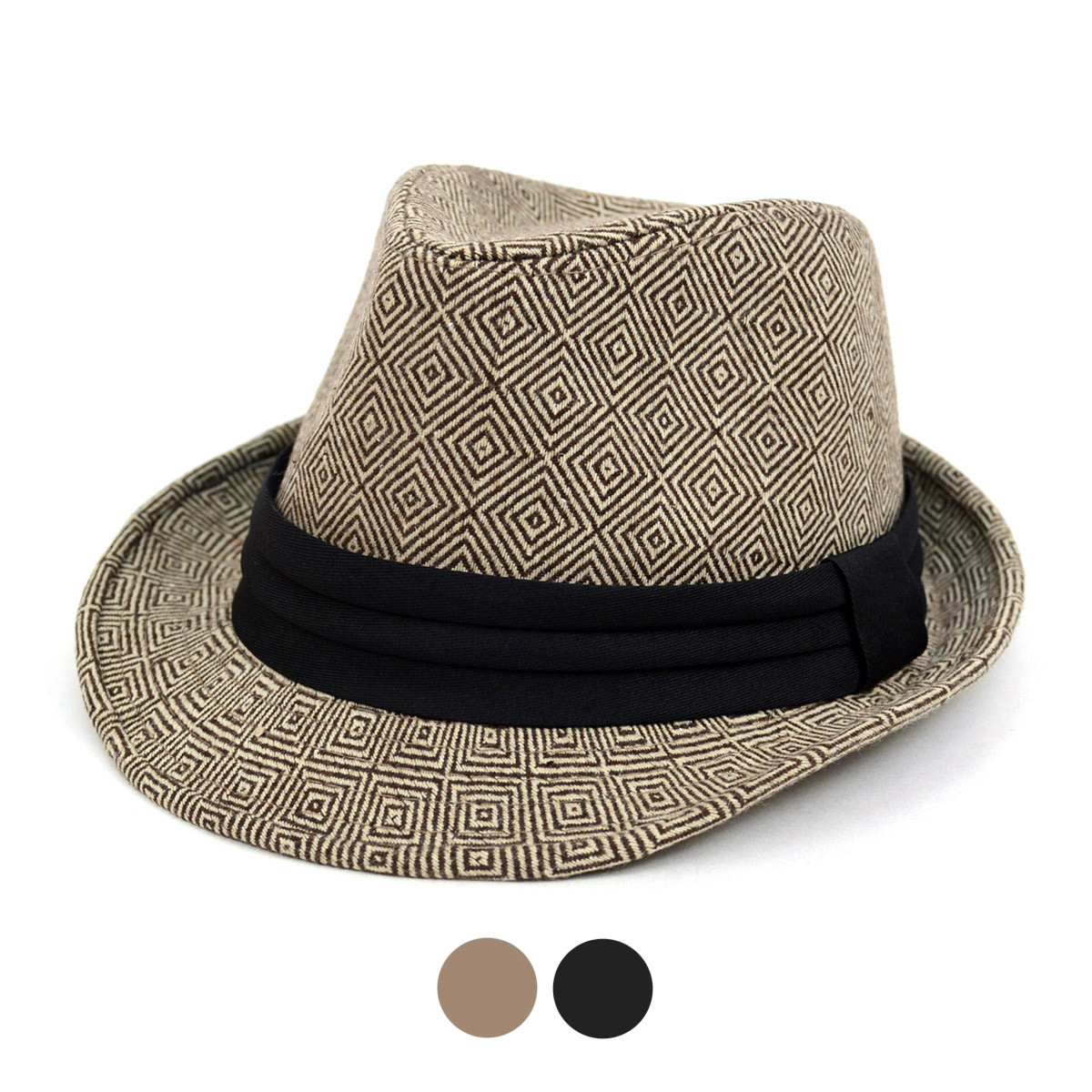 Fall/Winter Rhombus Geometric Trilby Fedora Hat with Black Band