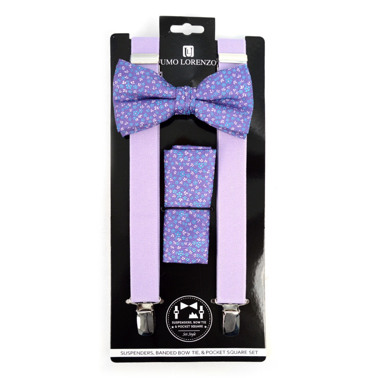 Men's Floral Cotton Suspenders and Bow Tie Set, Lavender Haze (Color F –  SPRING NOTION