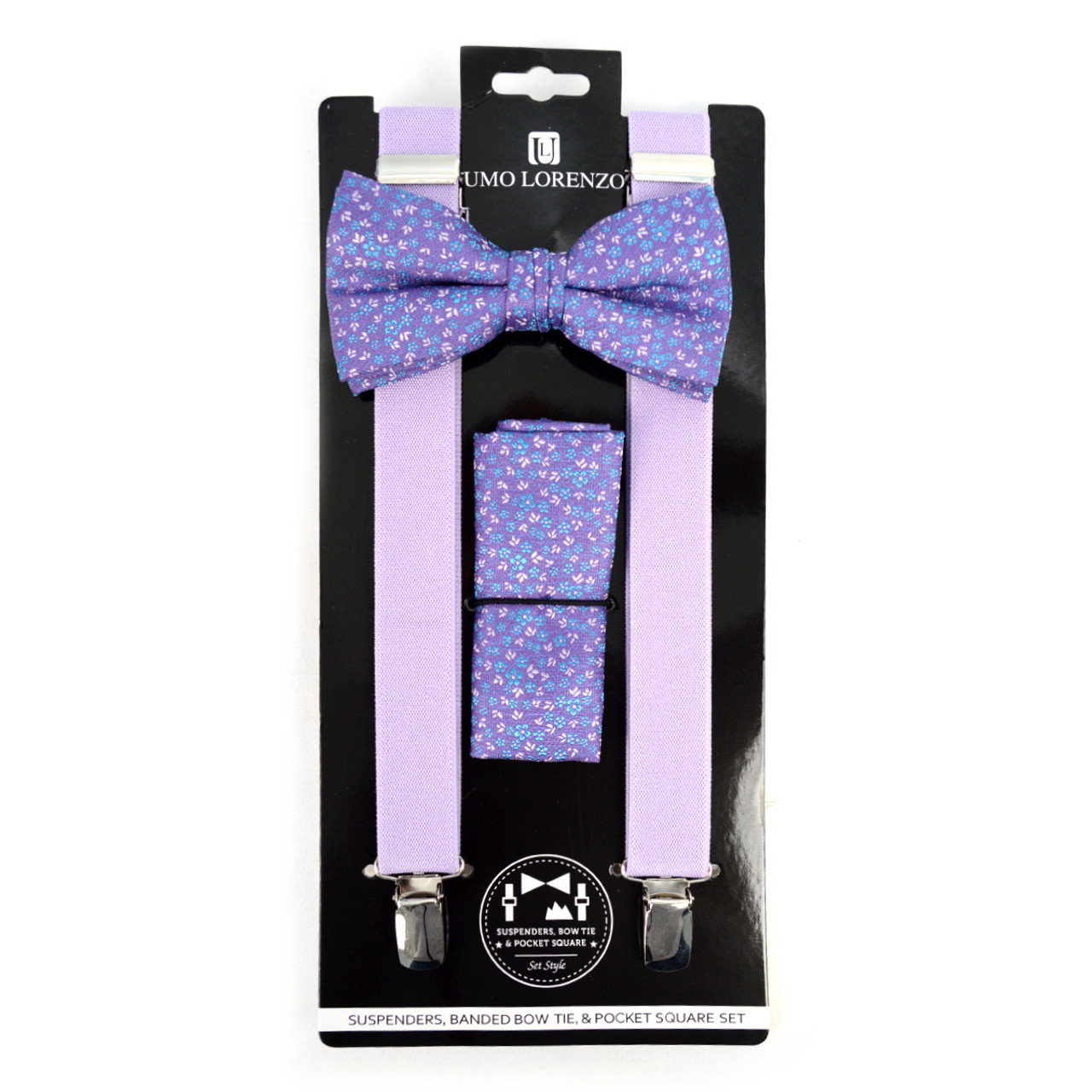 Grey Purple Bow Tie for Man with Silver Music Note Pattern - Silvery Treble Clef