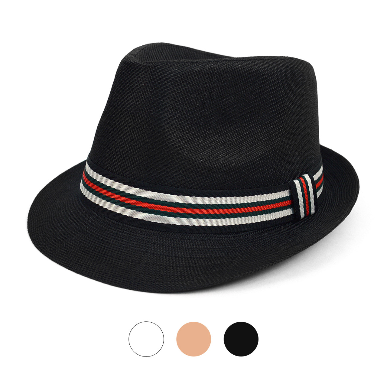 Spring/Summer Classic Woven Fashion Trilby Fedora Hat with Multi Color Band  -FSS17127