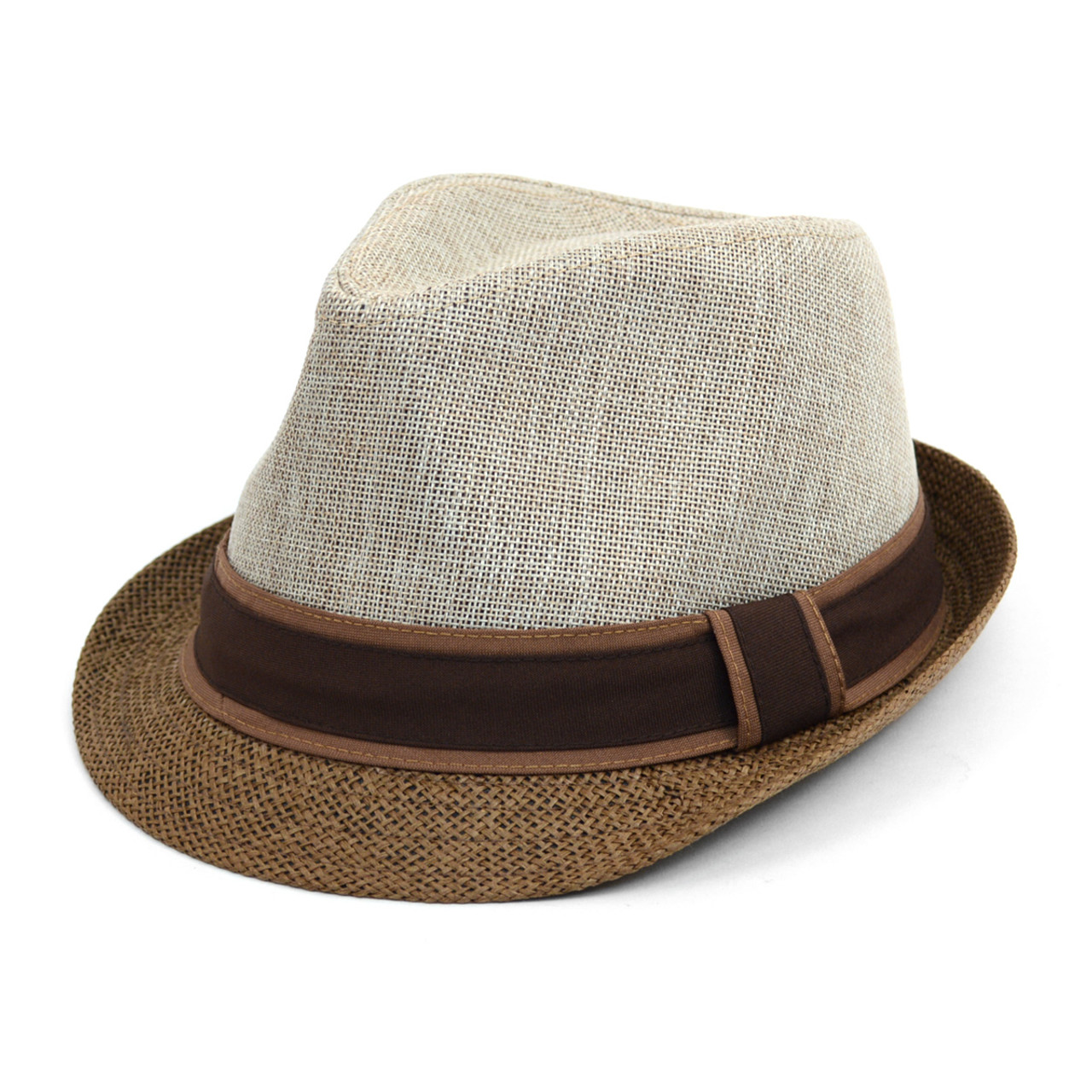 Spring/Summer Two-Tone Fashion Fedora with Brown Band FSS17105