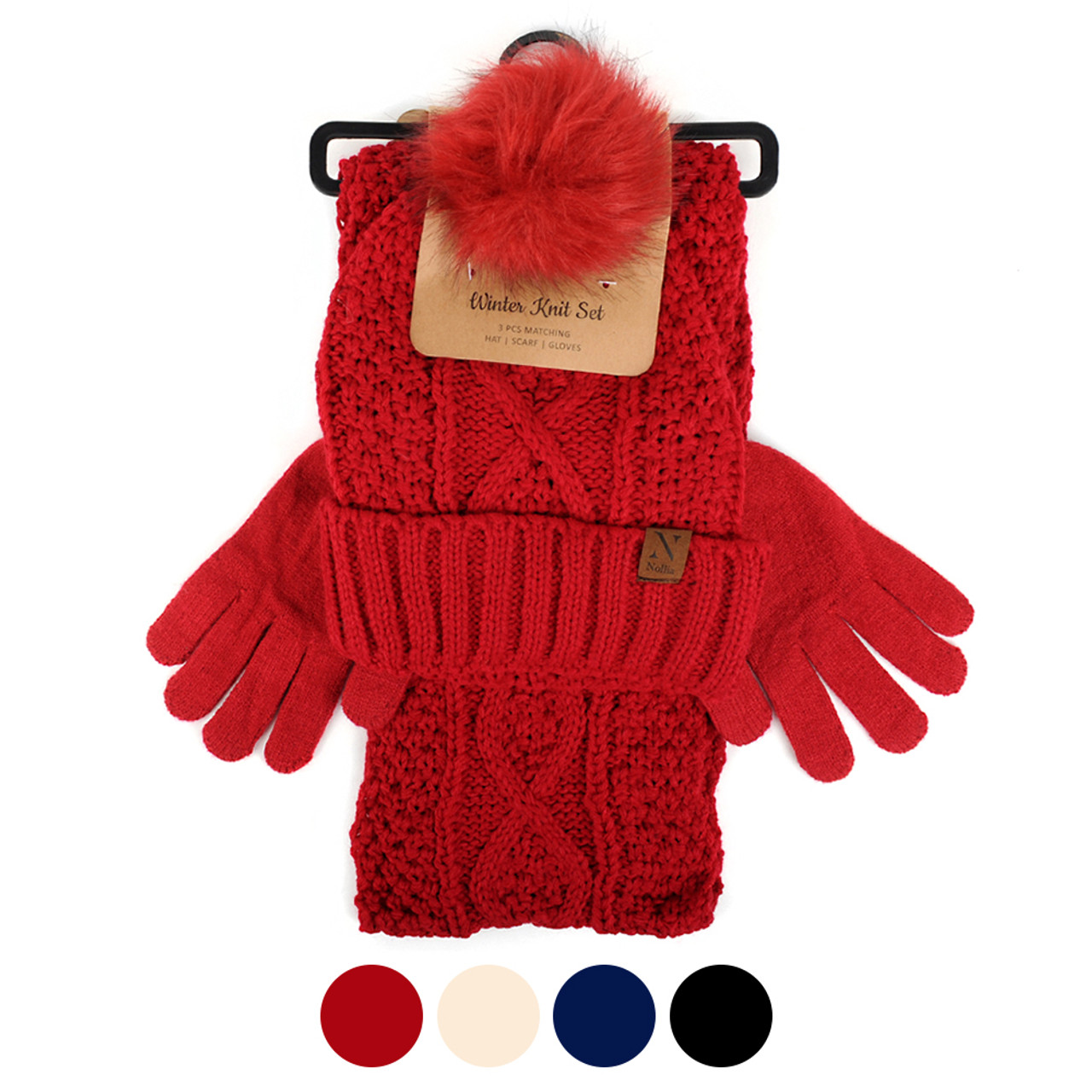 RALPH LAUREN Women's' Monogram 3-Piece Hat Gloves & Scarf Gift Set