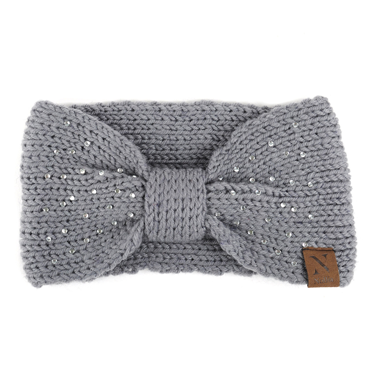 Women's Rhinestone Knotted Knit Winter Headband Ear Warmer