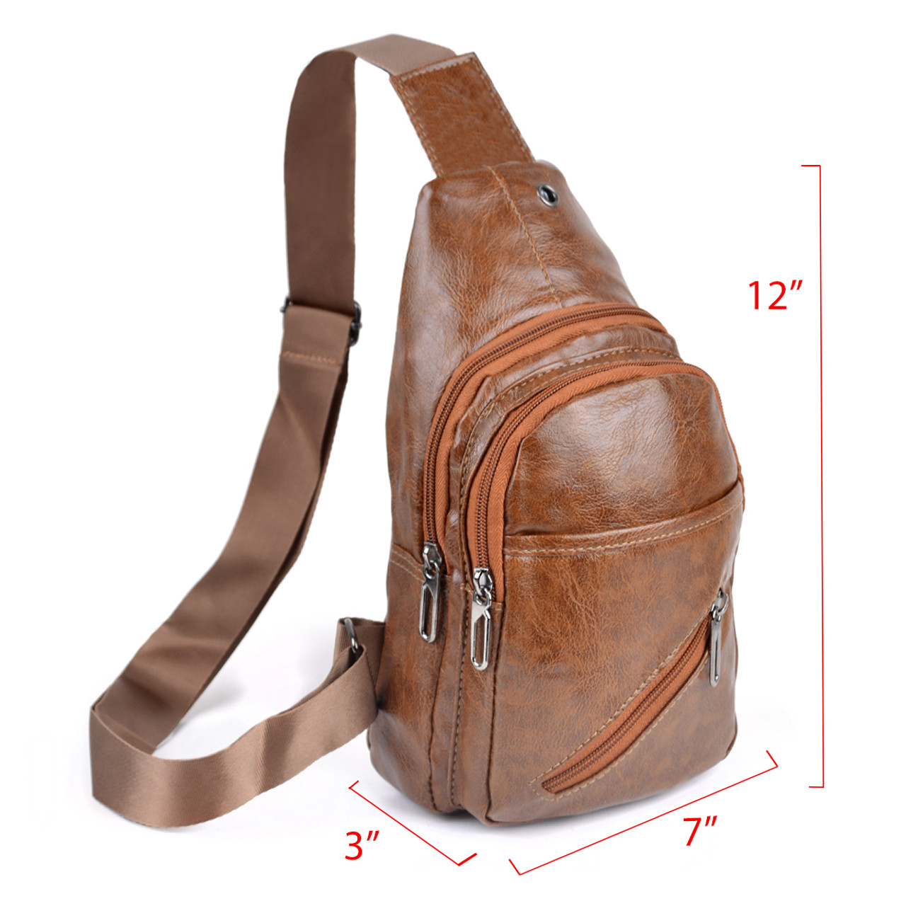 Brown Leather Crossbody Sling Bag - FBG1825