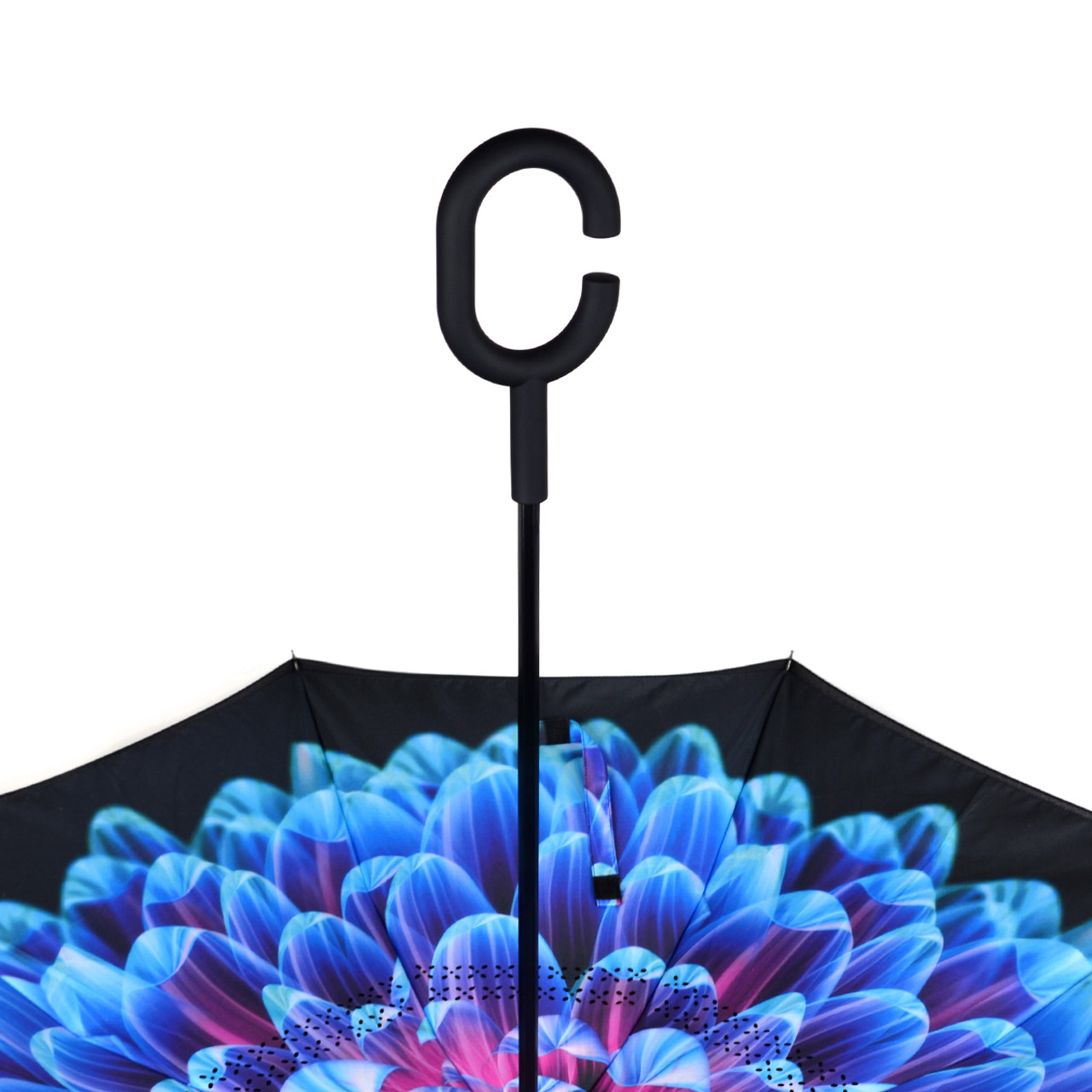 【美品】 ブルーフラワー 17cm 6P 618 Blue Flower Double Layer Inverted Umbrella - UM18066-1