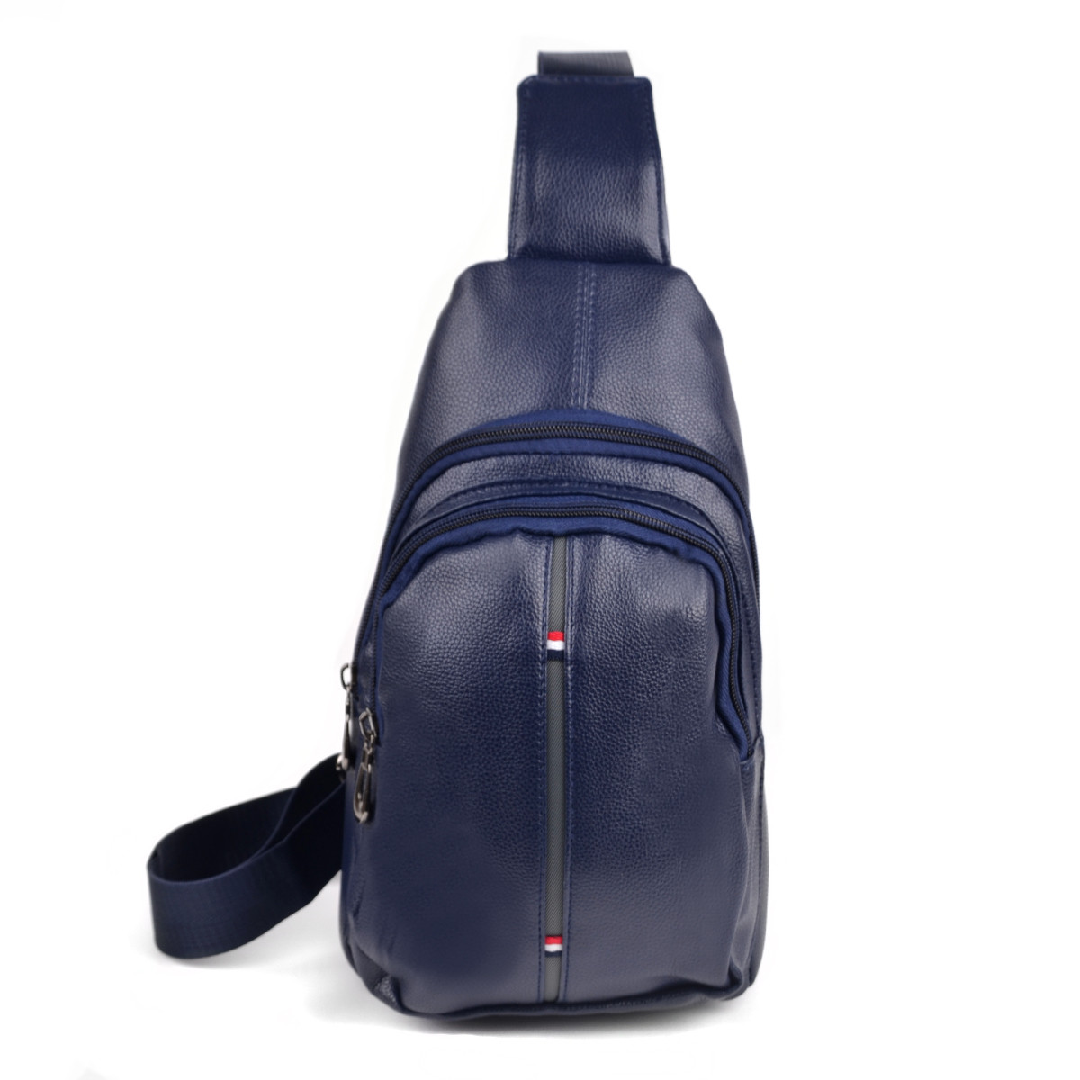 Navy Crossbody Leather Sling Bag Backpack with Adjustable Strap