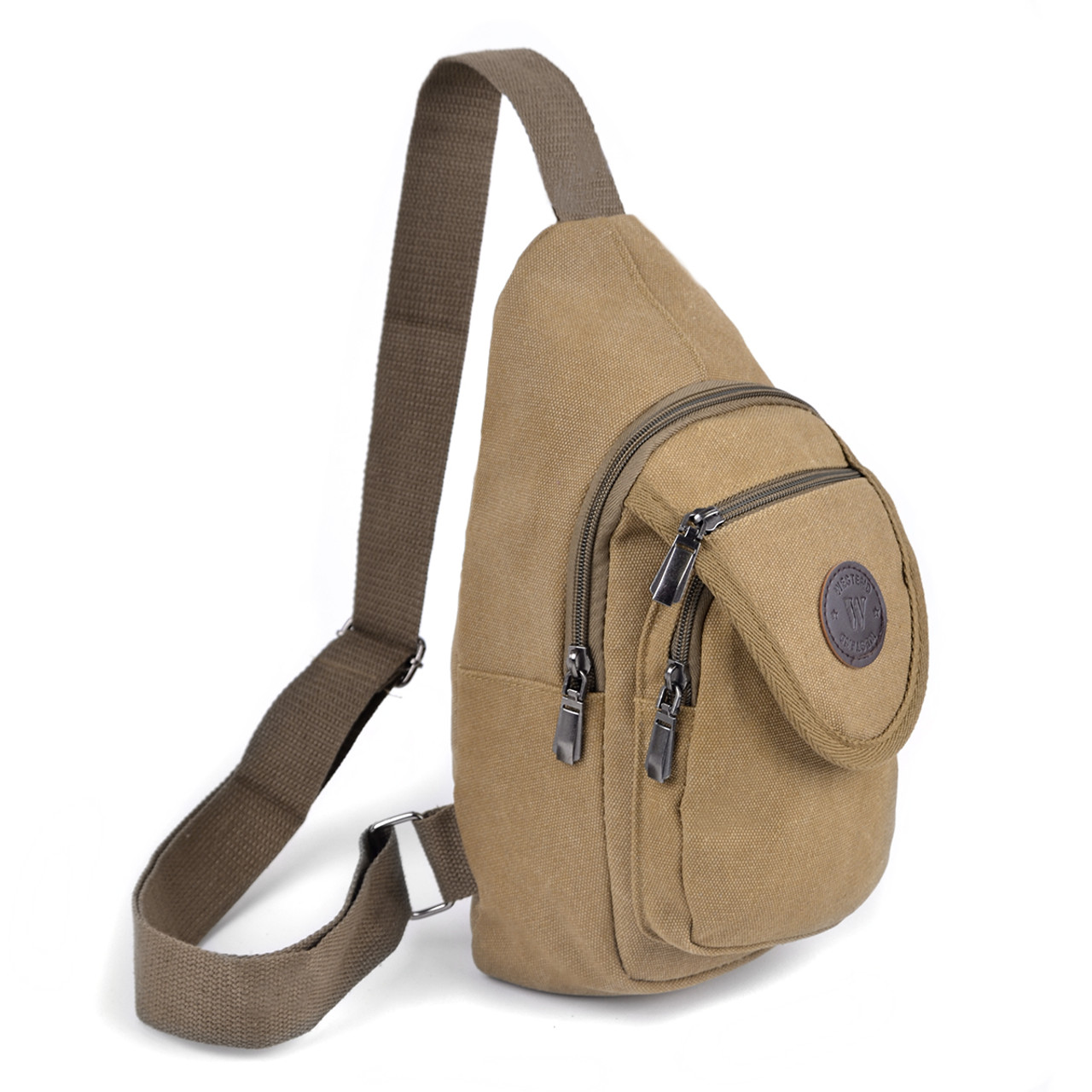 Tan Crossbody Canvas Sling Bag Backpack with Adjustable Strap - FBG1820-BK