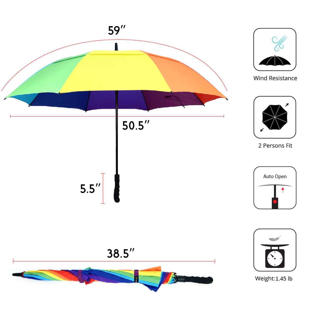 Umbrella Double Cloth w/Summer Canopy Bamboo Handle