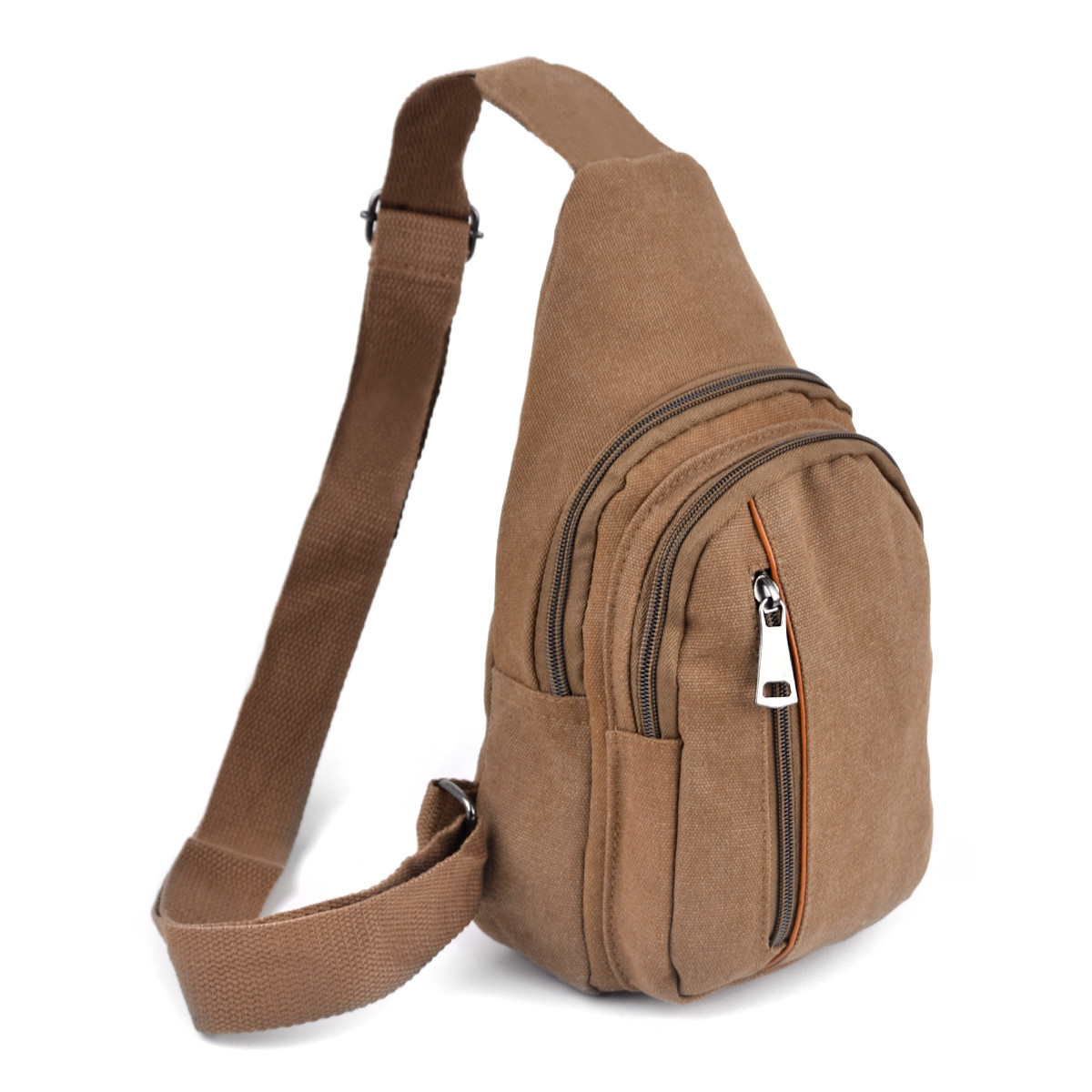 Brown Crossbody Canvas Sling Bag Backpack with Adjustable Strap