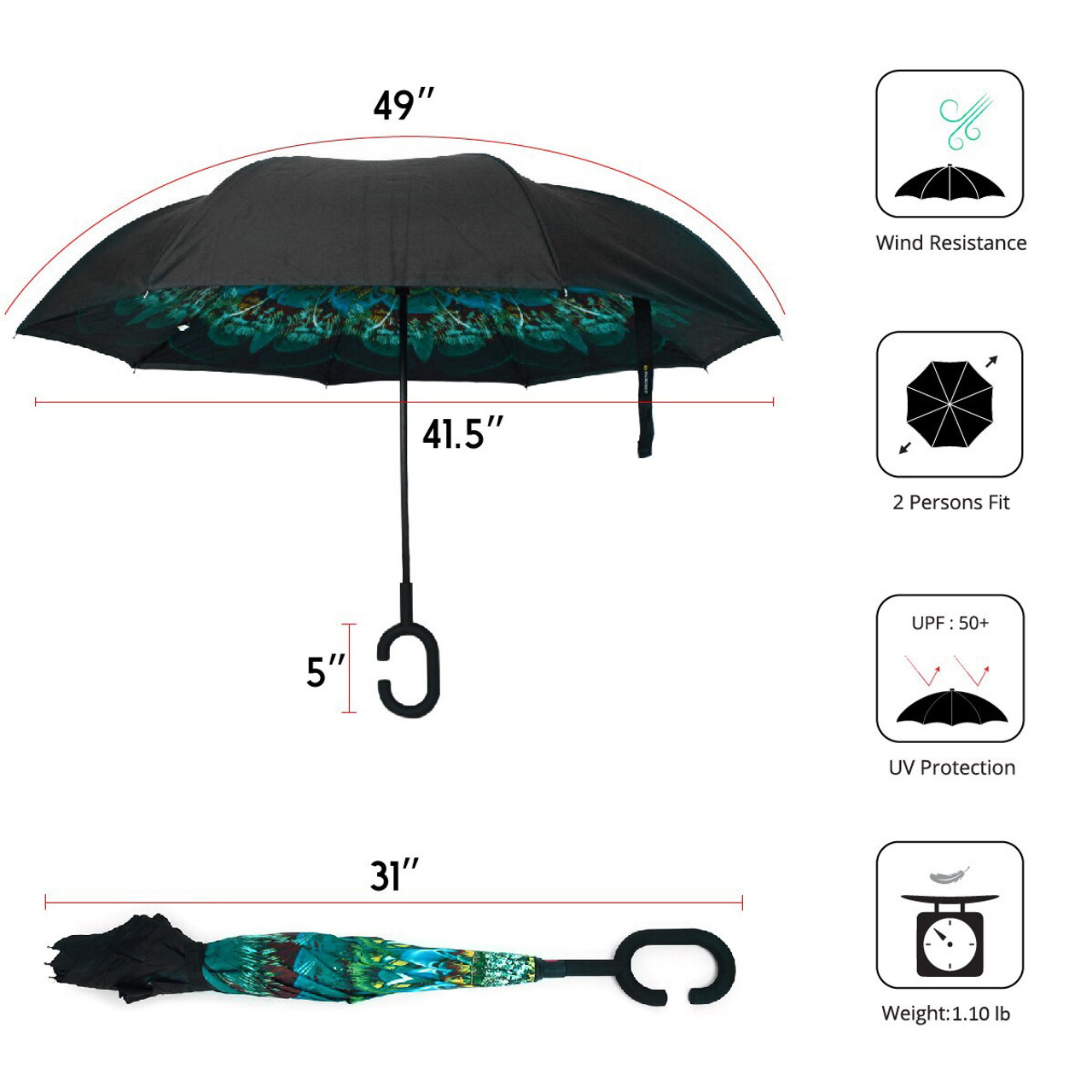  Nollia Double Layer Inverted Umbrella - C Shaped