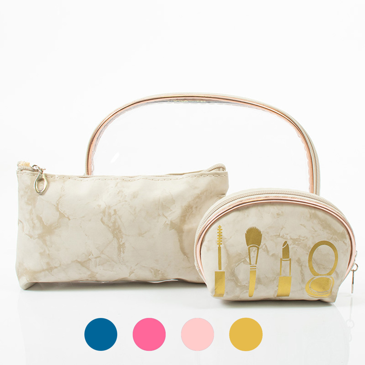 Pink Marble Makeup Bag