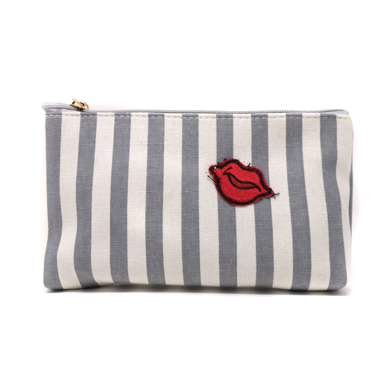 Stripe Lips Cosmetic Bag Set (2 Pcs)
