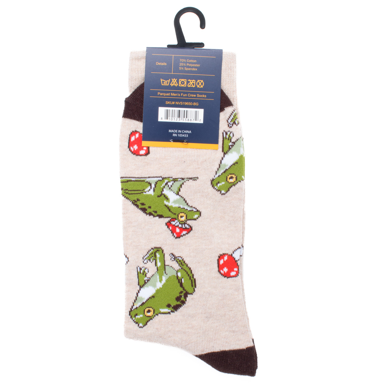 NVS19650 Men's Mushroom and Frog Novelty Sock - Mohair Pear