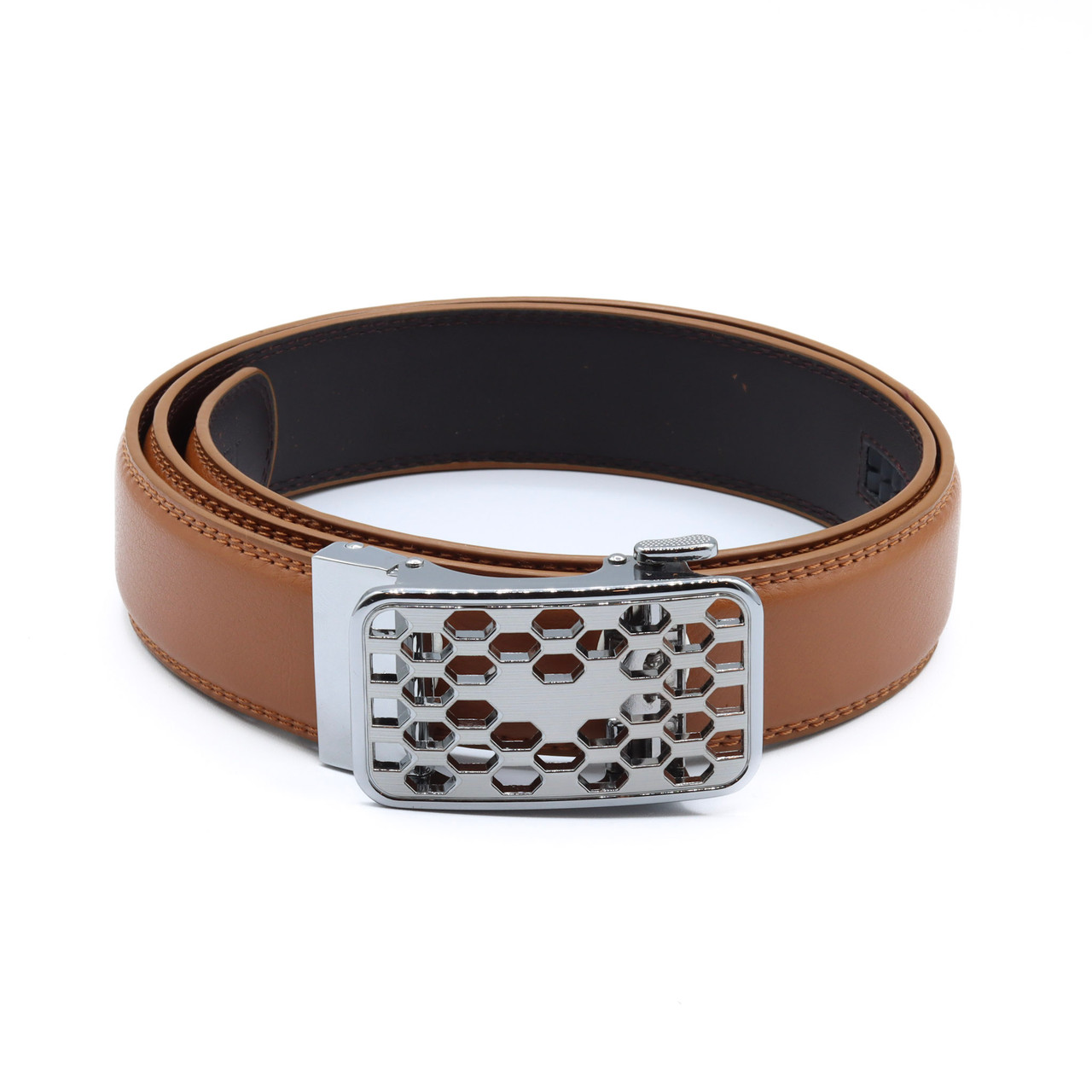 Men's Genuine Leather Sliding Buckle Rachet Belt-MGLBB72