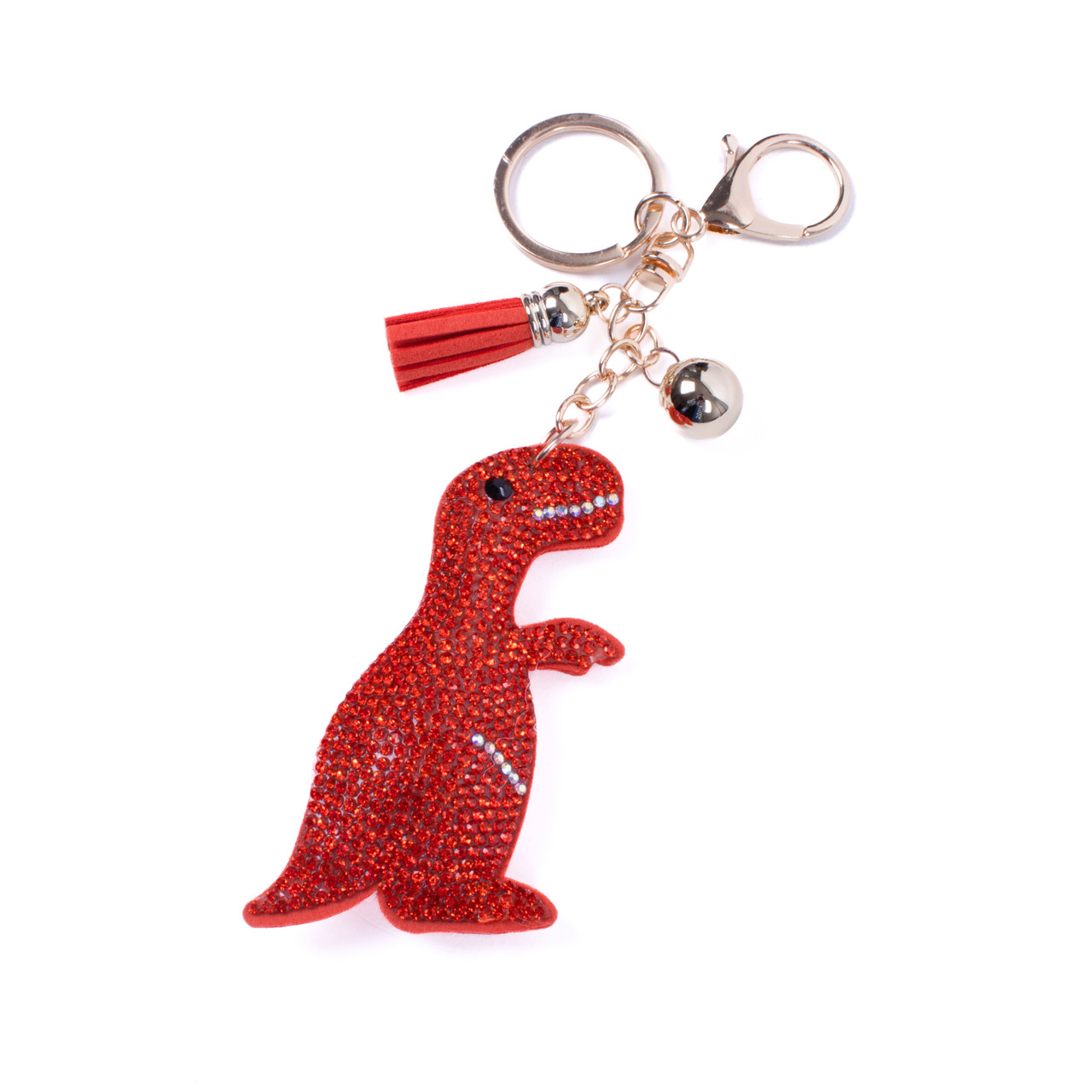Bling Crystal Rhinestone Red Trex Dino Nugget Keychain-31691HY-G