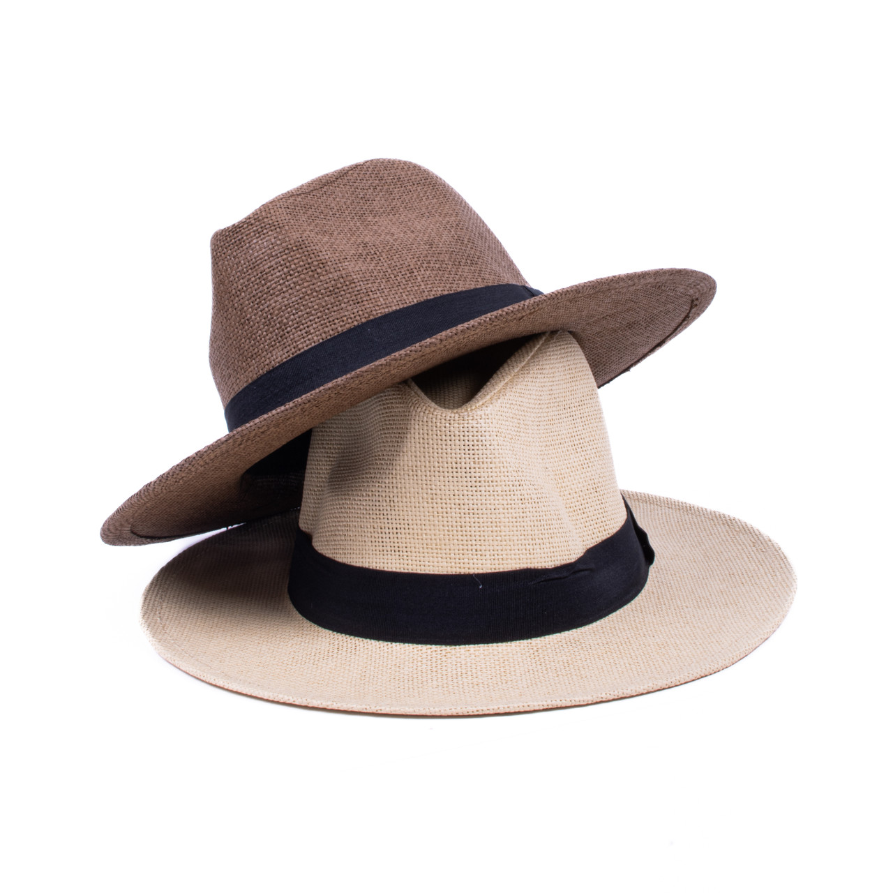 Men's S/S Flat Brim Black Banded Fashion Fedora hat-FSS17137