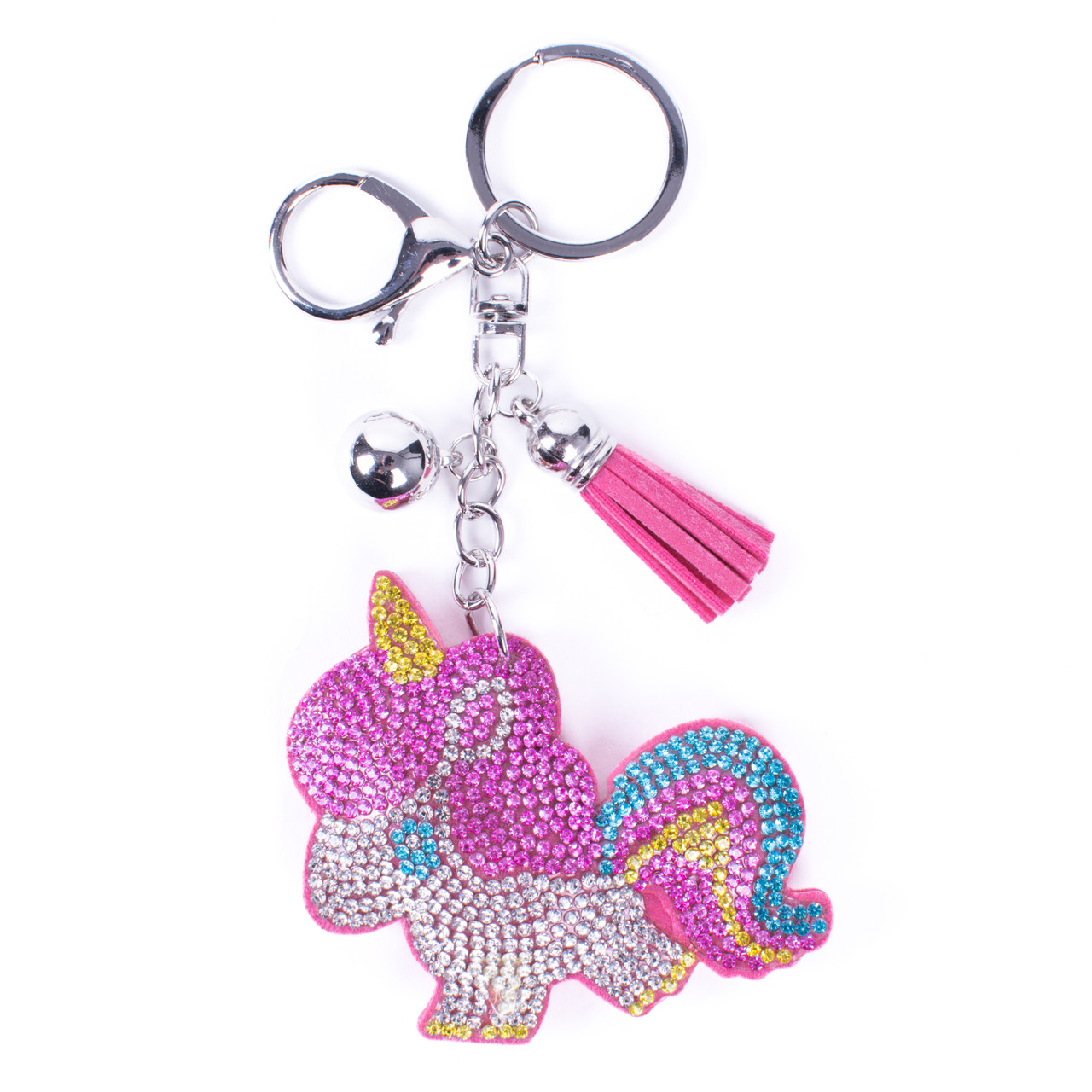 Unisex Fashionable Rhinestone Butterfly Keychain With Leather