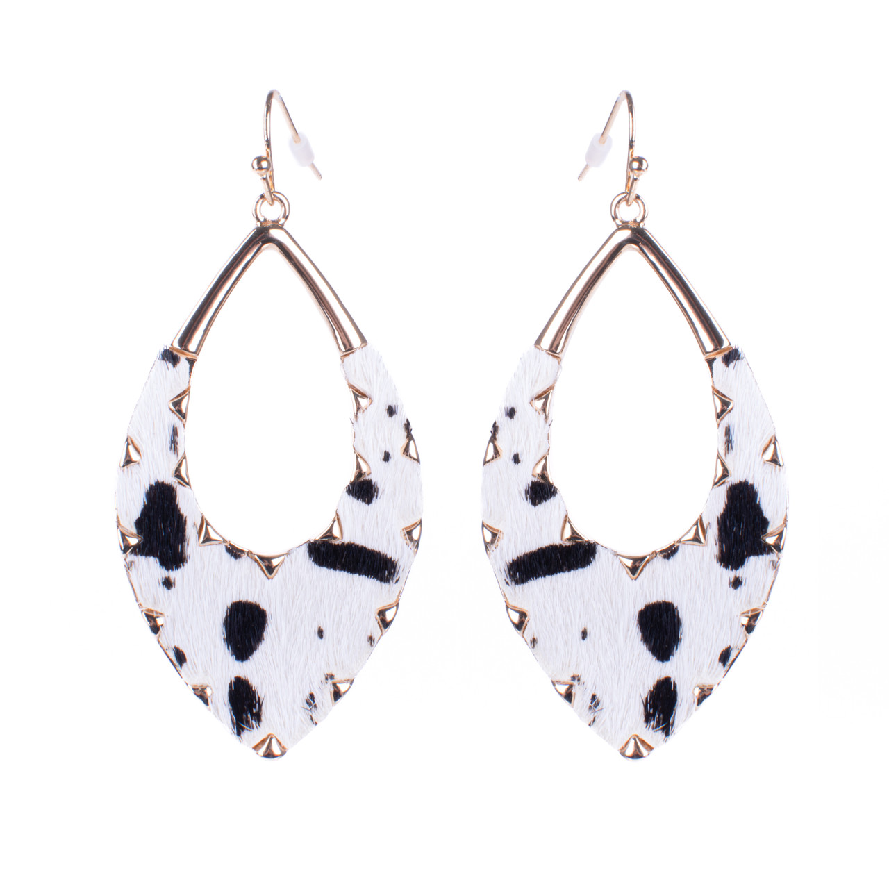 Animal Print Drop and Dangle Earrings - White/Black