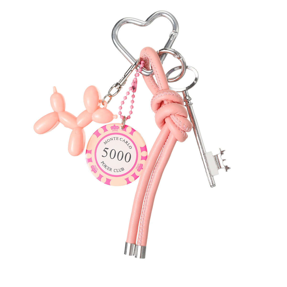 Monte Carlo Pink Poker Chip & Balloon Dog Bag Charm – Playful
