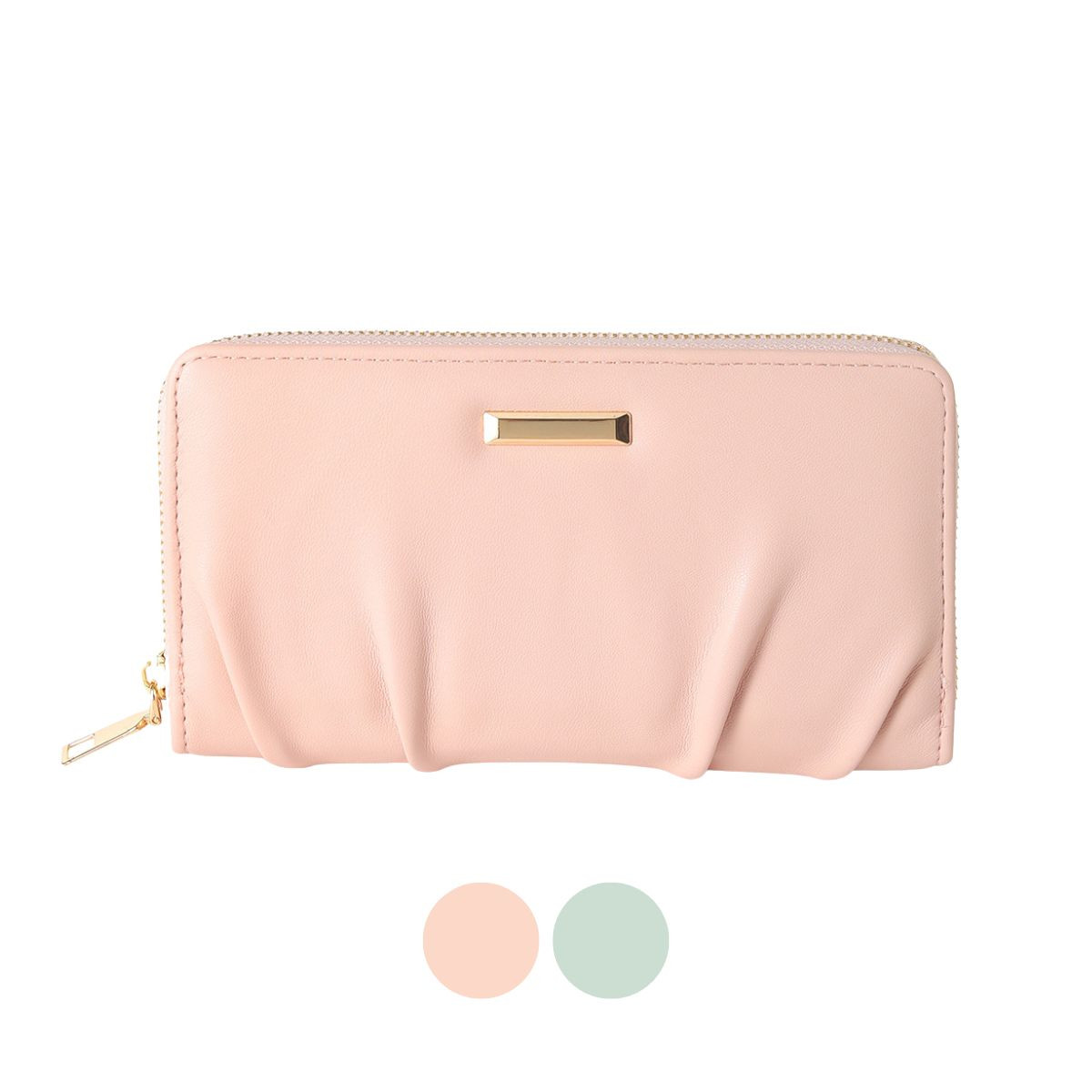 Pastel Ladies Ruched PU Leather Zip Wallet | SELINI NY WHOLESALE