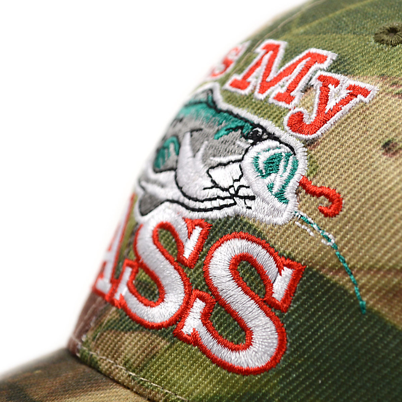 Kiss My Bass Camo 3D Embroidered Baseball Cap, Hat EBC10296