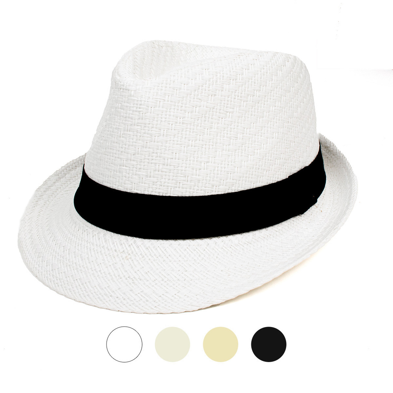 Wholesale Spring/Summer Twill Weave Fedora Hats with Black Band