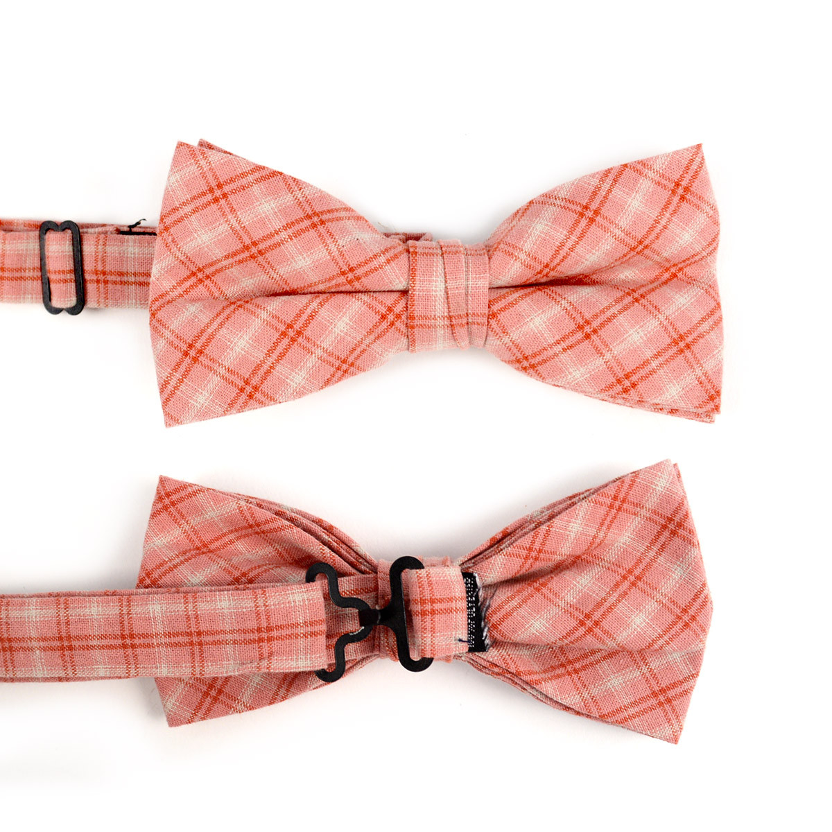 Men's Peach Solid Pre-Tied Bow Tie & Pocket Square Set - Wedding Microfiber - Brand Q