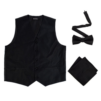 6-Packs Men's Circle Square Pattern Polyester Vests, Bow Tie & Hanky Set - PMV4211 6-Packs Men's Circle Square Pattern Polyester Vests, Bow Tie & Hanky Set - PMV4211