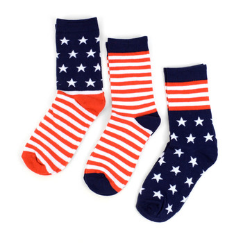 3 Pairs Pack Women's American Flag Socks - 3PKS-WAF