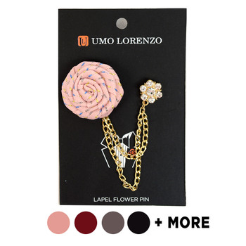 Men's Flower Boutonniere Clutch Back Lapel Pins with Chain - FLP1802 Men's Flower Boutonniere Clutch Back Lapel Pins with Chain - FLP1802