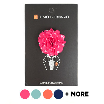 Men's Polka Dot Flower Boutonniere Clutch Back Lapel Pins - FLP1804 Men's Polka Dot Flower Boutonniere Clutch Back Lapel Pins - FLP1804