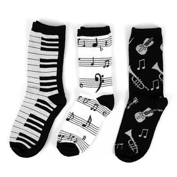 Assorted Pack (3 pairs/pack) Women's Music Theme Novelty Socks - 3PKSWCS-609 Assorted Pack (3 pairs/pack) Women's Music Theme Novelty Socks - 3PKSWCS-609