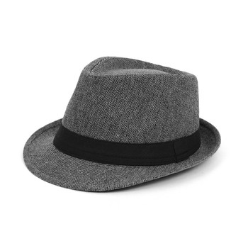 Fall/Winter Black & White Herringbone Trilby Fedora Hat with Black Band Trim - H1805256 Fall/Winter Black & White Herringbone Trilby Fedora Hat with Black Band Trim - H1805256