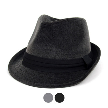 Fall/Winter Trilby Fedora Hat with Black Band Trim - H1805015