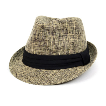 Fall/Winter Light Brown Trilby Fedora Hat with Black Band Trim - H1805023