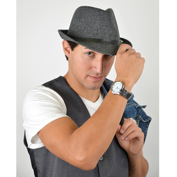 Fall/Winter Charcoal Trilby Fedora Hat with Black Leather Band - H1805024 Fall/Winter Charcoal Trilby Fedora Hat with Black Leather Band - H1805024