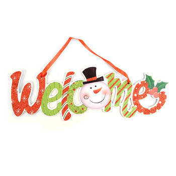  Christmas Wall Decor Snowman Welcome Hanging Sign - XWDC5304