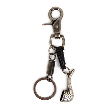 Genuine Leather and Metal Tobacco Pipe Fancy Keychain - NVK1010
