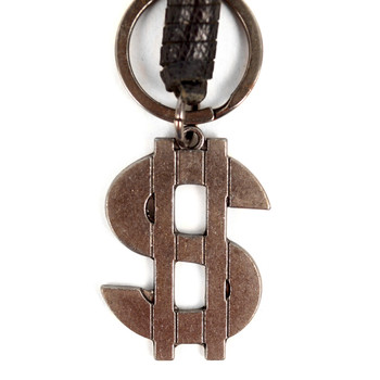 Genuine Leather and Metal Dollar Sign Fancy Keychain - NVK1004