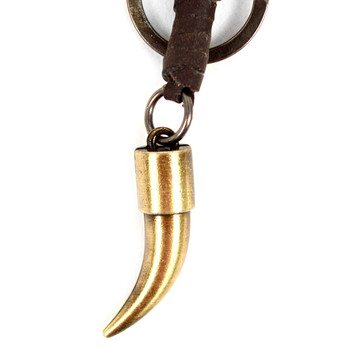 Genuine Leather and Metal Wolf Tooth Fancy Keychain - NVK1002