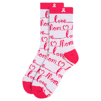 Women's Love Mom Novelty Socks - LNVS19344-WH