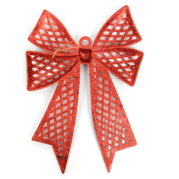 Christmas Red Plastic Bow Ornament Décor - XMAOR5241-RD