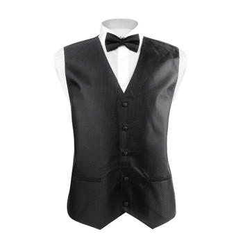 6-Packs Men's Waves Pattern Polyester Vests, bowtie, hanky Set - PMV7301