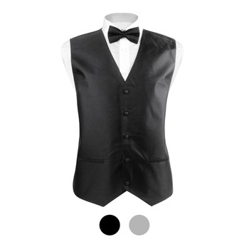 6-Packs Men's Waves Pattern Polyester Vests, bowtie, hanky Set - PMV7301